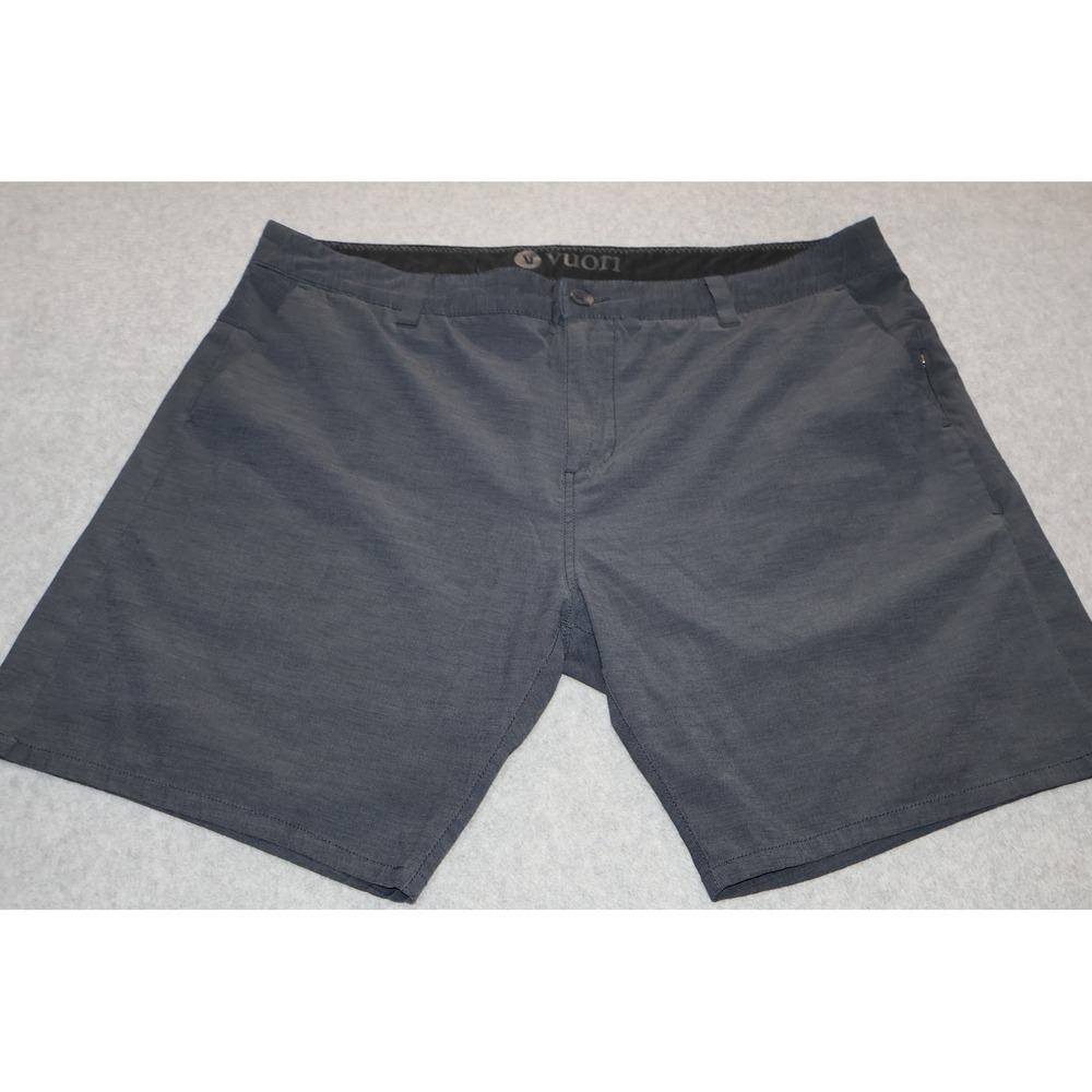 Vuori Aim Shorts Men 38 Charcoal Gray Tech Performance Zip Pocket 8" Inseam